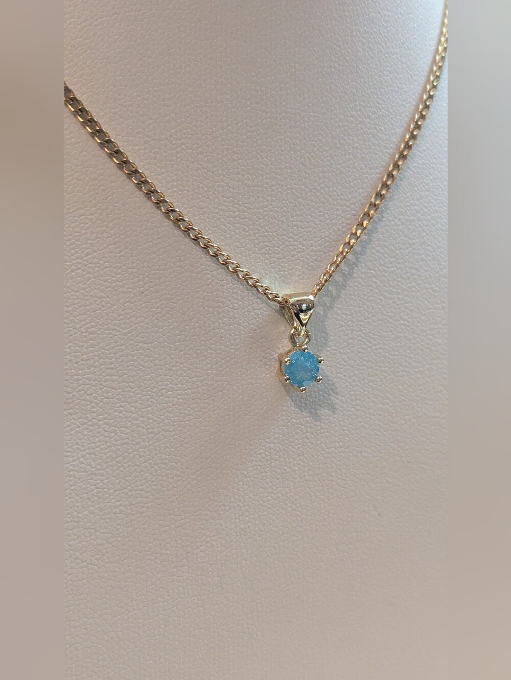 18K Brazilian Gold Filled Blue Pendant Necklace. W082826-1